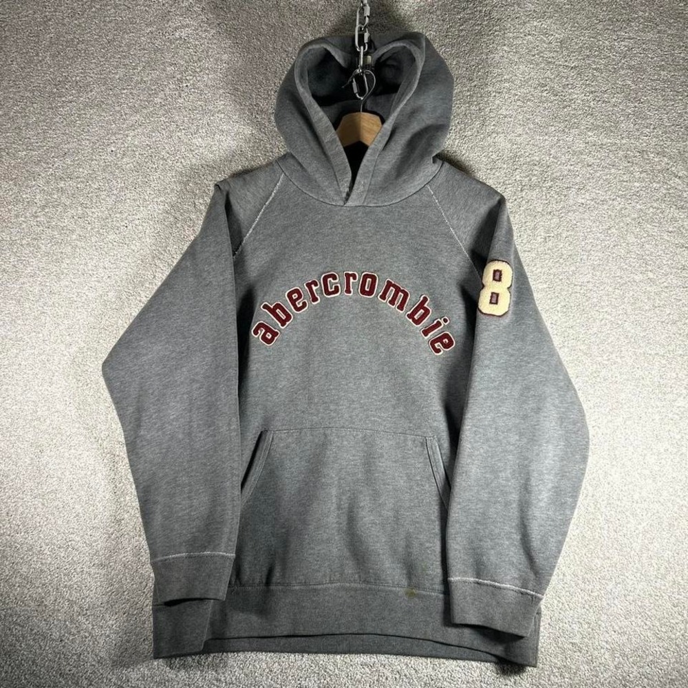 Y2K Abercrombie & Fitch grey reverse weave style stitched hoodie